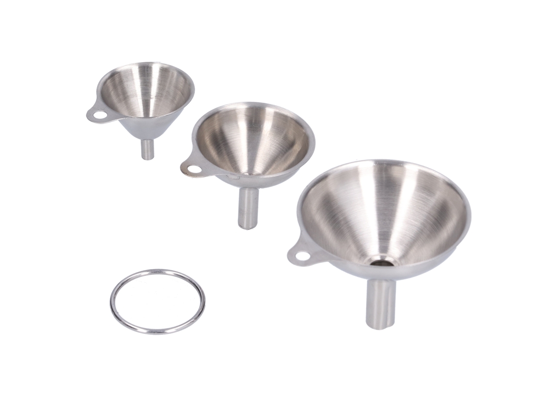 3pcs Mini Funil de Aço Inoxidável para Óleo Vinagre Vinho Tempero Molho