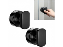 Conjunto 2 Puxadores Porta Ventosa - Pegas Sem Furação - Para Casa Banho E Cozinha - Plástico - Preto