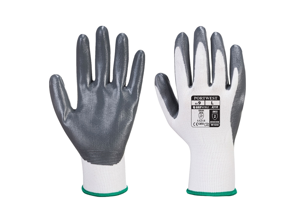 Luva De Nitrilo Flexo Grip Para Venda Automática Branco Cinza / Xl