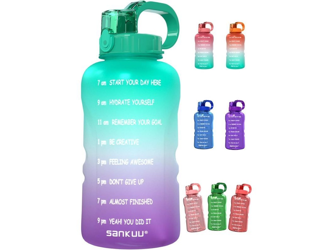 2026 botella de Água de 1 Galão com Marcador de Tempo e Canudo Anti vazamento para Academia e Exercício (degradê Roxo/azul)