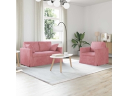 Vidaxl Conjunto De Sofás 2 Unid. Rosa Veludo