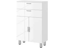 Móvel Auxiliar Casa De Banho 2 Gavetas E Armário 60x30x93 Cm Branco