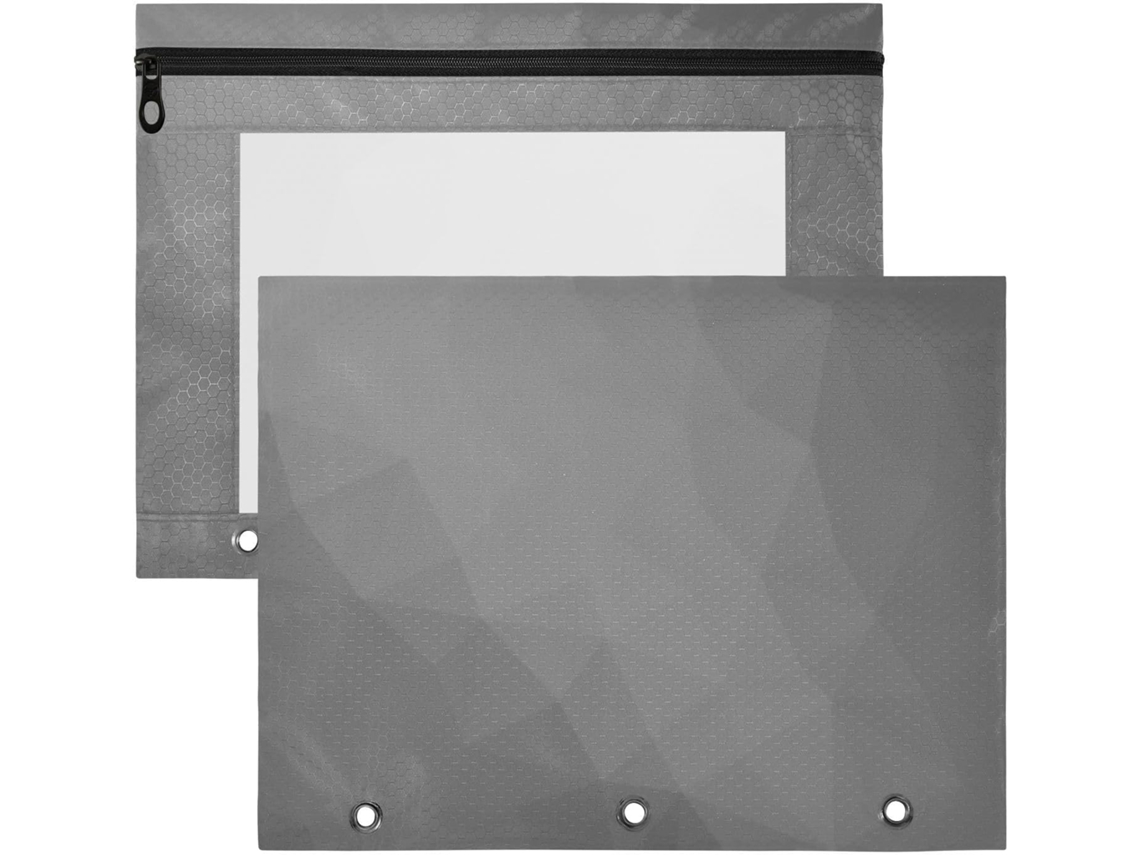 Conjunto de 2 Estojos Transparentes com Janela para Fichário 3 Argolas, Cinza Degradê 31 X 24,1 Cm Durável