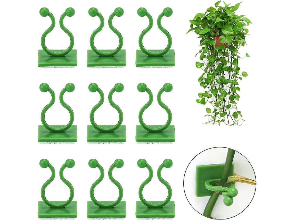 100 pinzas de soporte para plantas trepadoras, autoadhesivas, gancho de pared, clip de soporte (verde) | S/MARCA