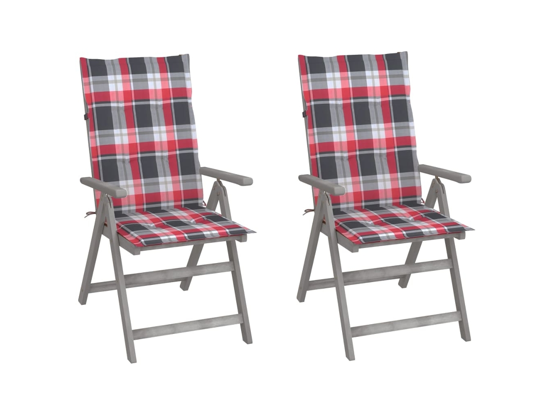 Vidaxl Cadeiras Jardim Reclináveis C/ Almofadões 2 Pcs Acácia Maciça