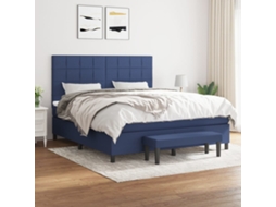 Vidaxl Cama Com Molas/colchão 180x200 Cm Tecido Azul