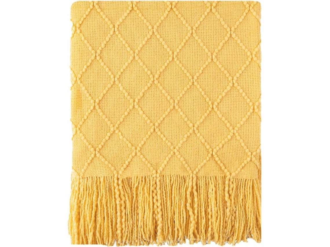 Manta amarela com padrão de diamante 50x60, tecido macio | S/MARCA