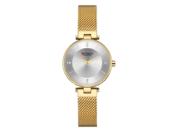 Relógio Feminino De Quartzo Em Aço Inoxidável Com Pulseira De Malha Milanesa, Núcleo Com Strass, Relógio De Pulso Feminino Simples