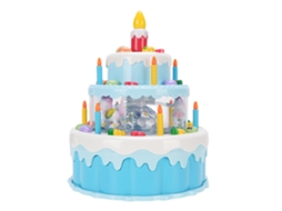 Mali brinquedo de Bolo de Aniversário Elétrico Rotativo com Luz e Música para Crianças Azul