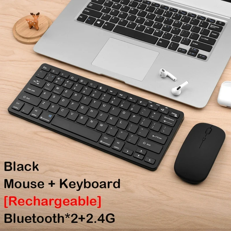 Conjunto de Teclado Sem Fio 2.4g Preto para Ipad, Pc e Android MDUG (coreano e Inglês)