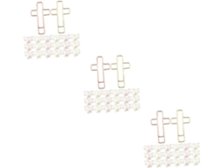 Conjunto de 3 Clipes Cruzados Nuobesty, Clipes para Arquivos com Formatos Especiais, Clipes de Papel Dourados e Fofos