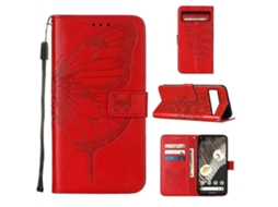 Capa De Couro Com Estampa De Borboleta Em Relevo Para Google Pixel 8