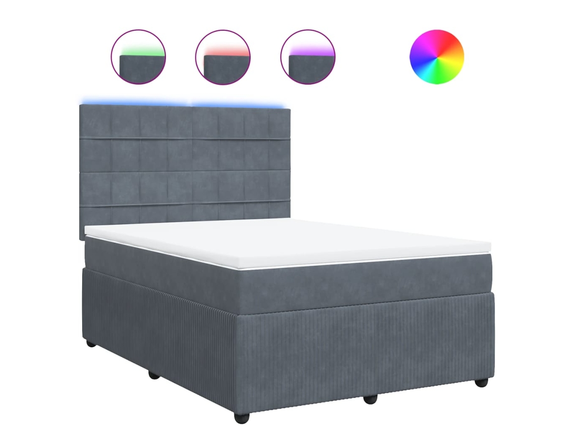 Box Spring Bed, Box Spring Beds Vidaxl Cinzeto Veludo (140 X 190 Cm)