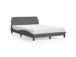 Vidaxl Cama Com Colchão Dover 120x200 Cm Tecido Cinzento-escuro