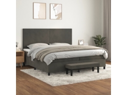Vidaxl Cama Com Molas/colchão 200x200 Cm Veludo Cinzento-escuro
