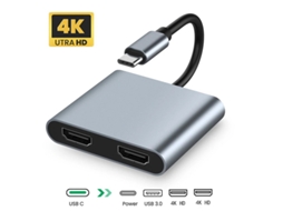 Yizhood Usb C 4 em 1 Tipo C Thunderbolt3 Docking Station para Dual Hd 4k Usb 3.0 Otg Pd Carregamento rápido para Ash