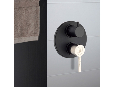 Misturador de chuveiro desviador embutido preto fosco monocomando Mugello