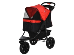 Carrinho Dobrável Animais 3 Rodas C/ Correias E Cesto 109,5x54,5x106,5 Cm Vermelho/preto