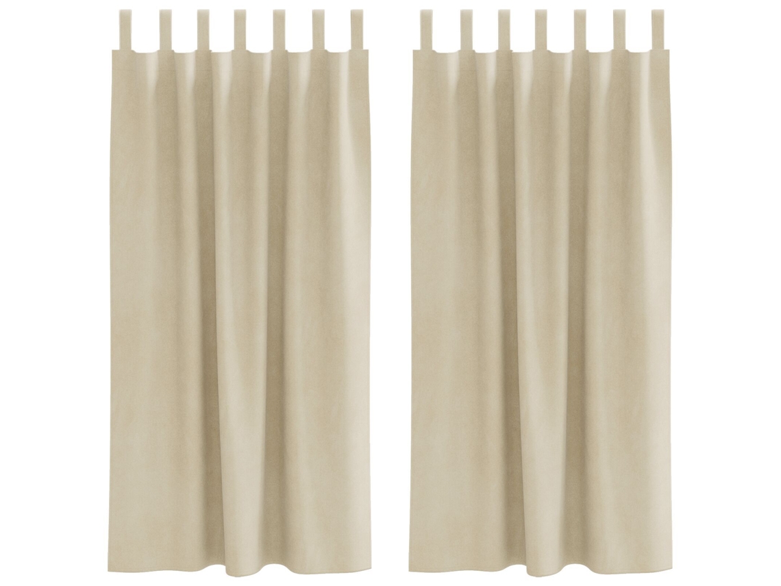 Conjunto 2 Cortinas Opacas Vidaxl Creme Veludo (140 X 175 Cm)