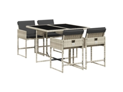 Conjunto de 5 Jantar para Jardim com Almofadões Cinzento Claro MAISON EXCLUSIVE