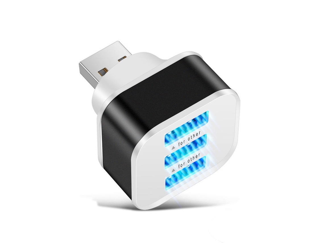 Estação De Ancoragem Bestvite Usb2.0 Hub 3 Portas Carregadores De Telefone Universal Compatível Usb Adaptador De Energia Led Indicador Preto