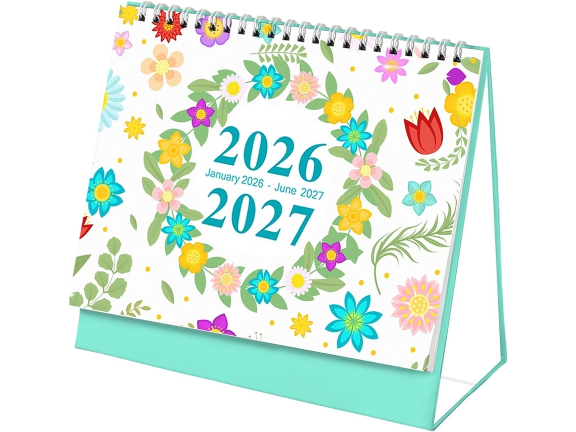 Calendário de Mesa 2026 2027, 18 a Z, Decoração Mensal para e da Semana. CHABERLU