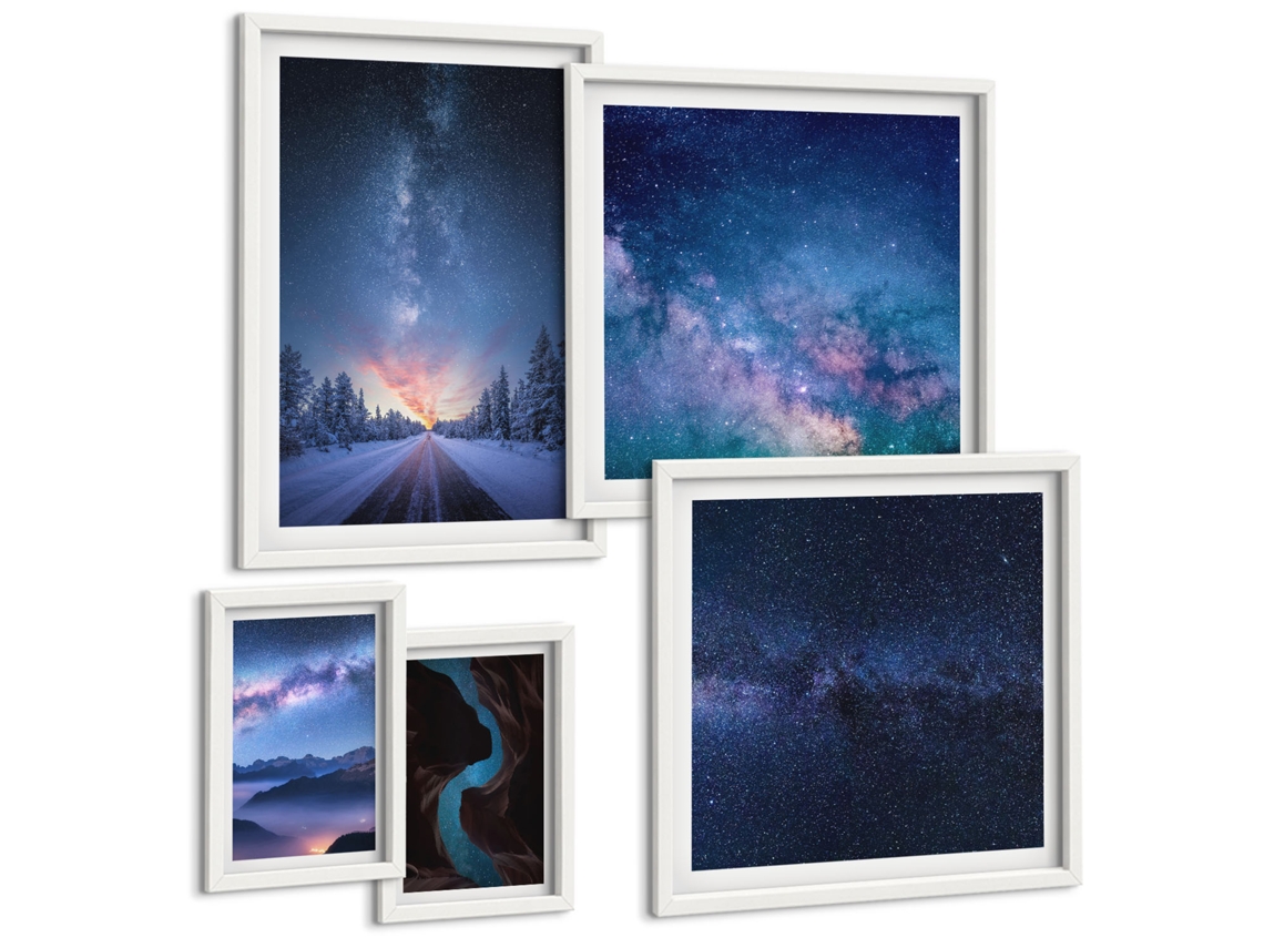 Um Conjunto De Imagens Decorativas Em Uma Moldura Estampas Retrô De Frutas Moldura Branca Fotos Para O Escritório Espelharte (conjunto De 5 Imagens)