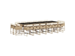 Conjunto de Jantar 17 Pcs para Jardim com Almofadões Vime Pe Bege MAISON EXCLUSIVE (17 pcs)