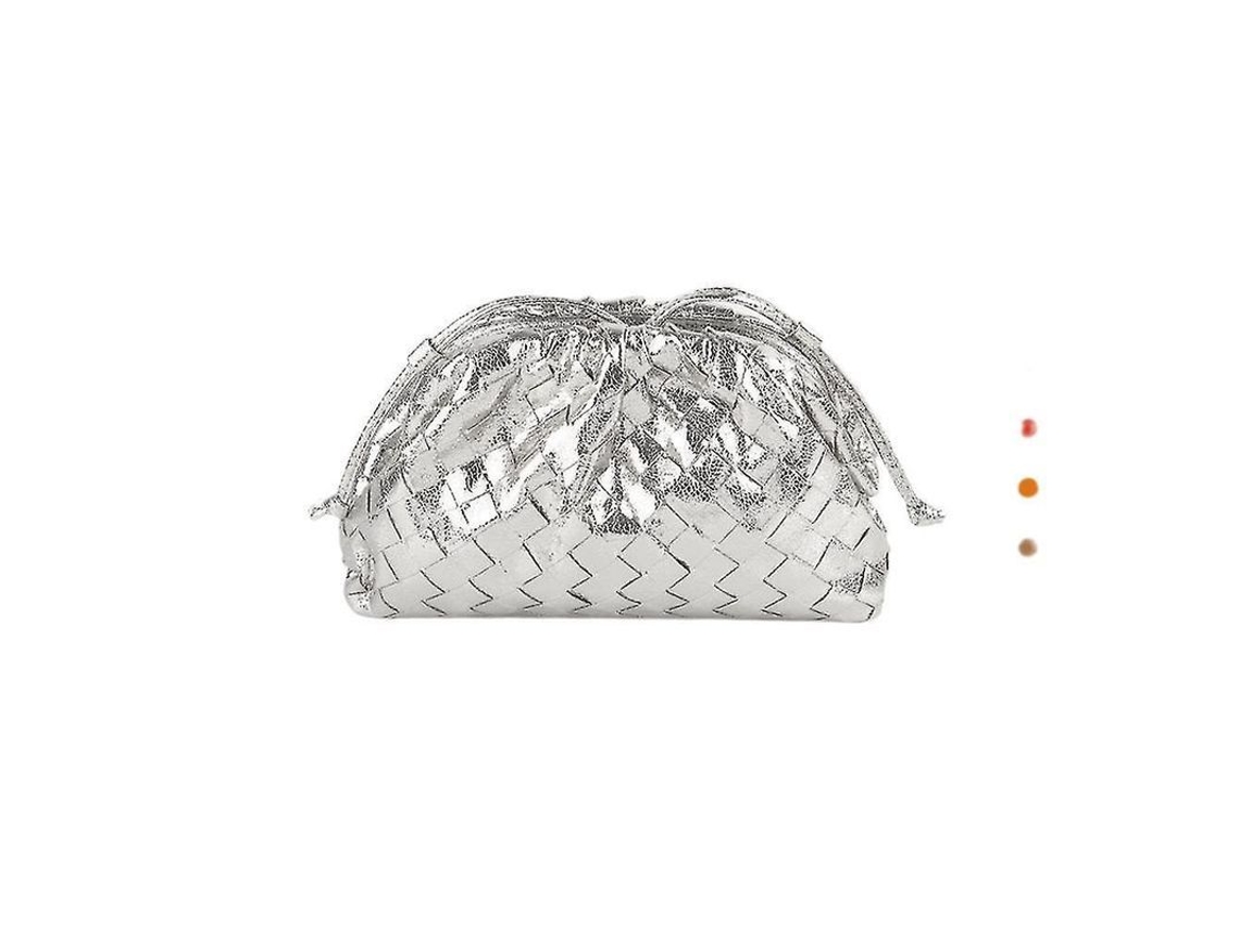 Bolsa de Couro Pu Tecida Satchel Cloud Mini Clutch com Fivela Magnética Leve e Prática