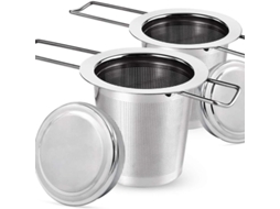 Conjunto Com 2 Infusores De Chá, Filtros De Chá E Tampas/bandejas Coletoras Gotas, Em Aço Inox 304. Aquaforge