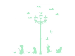 Adesivo de Gato e Lâmpada de Rua LAXISCREED