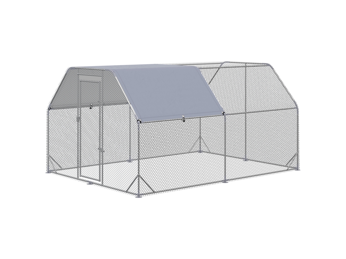 Galinheiro para 10-12 Galinhas, com porta Trancável, estrutura Cinza, 280x380x195cm | S/MARCA