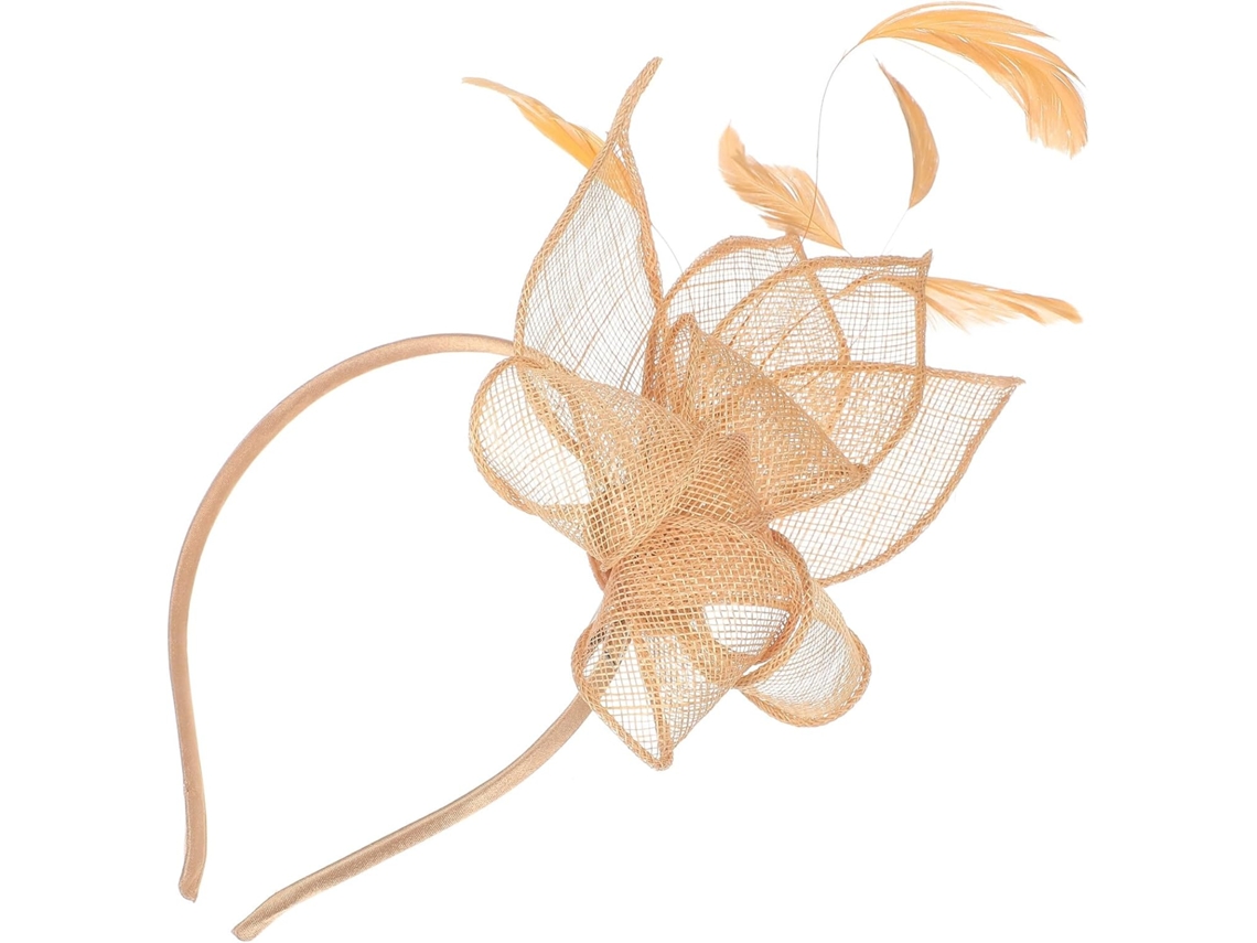 Pequeno, Elegante E Fácil De Usar, Chapéu Fascinator Dourado De Juta Com Tiara E Presilha.