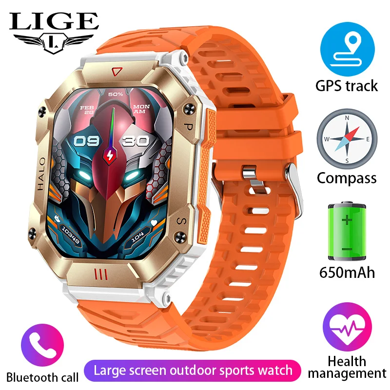 (laranja) Smartwatch, Tela Sensível Ao Toque Hd De 1,91 Polegadas, Chamadas Bluetooth, À Prova D'água.