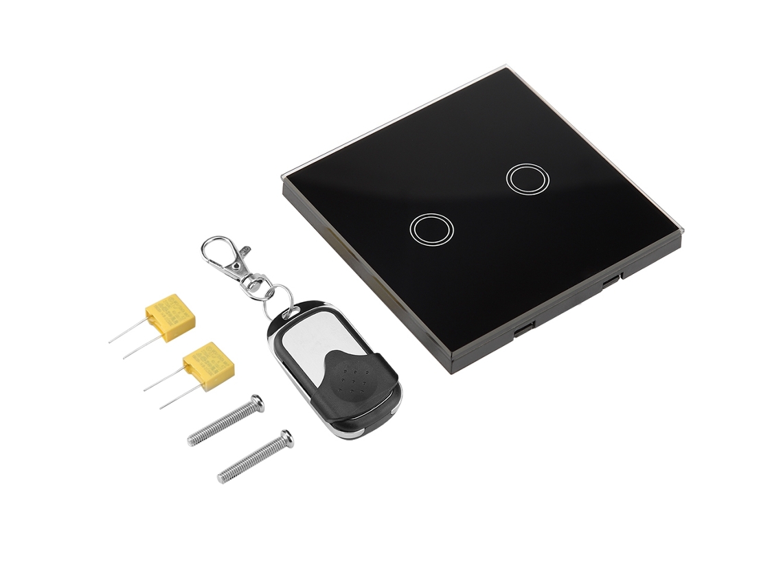Interruptor inteligente sensível ao toque com painel de vidro temperado Tipo 86 (controle de toque de 2 canais, controle remoto sem fio de cópia de 433 MHz)