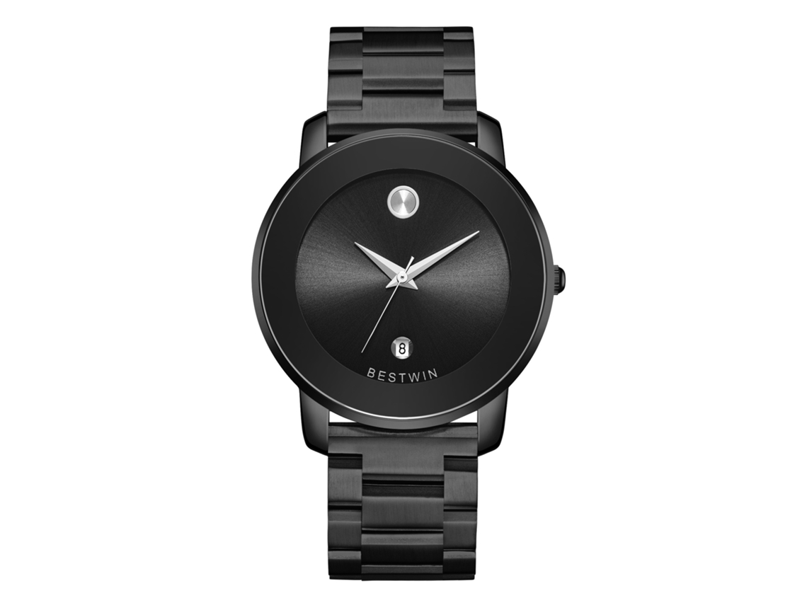 Relógio de Quartzo Masculino MDUG (preto com Ponteiros Brancos)