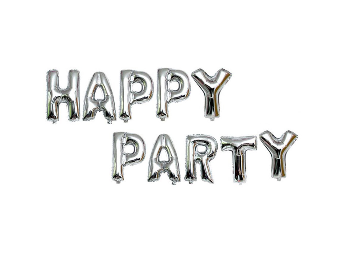 Laxiscreed Balão De Folha De Alumínio Happy Party Para Festas De Ano Novo E Aniversários, Prateado