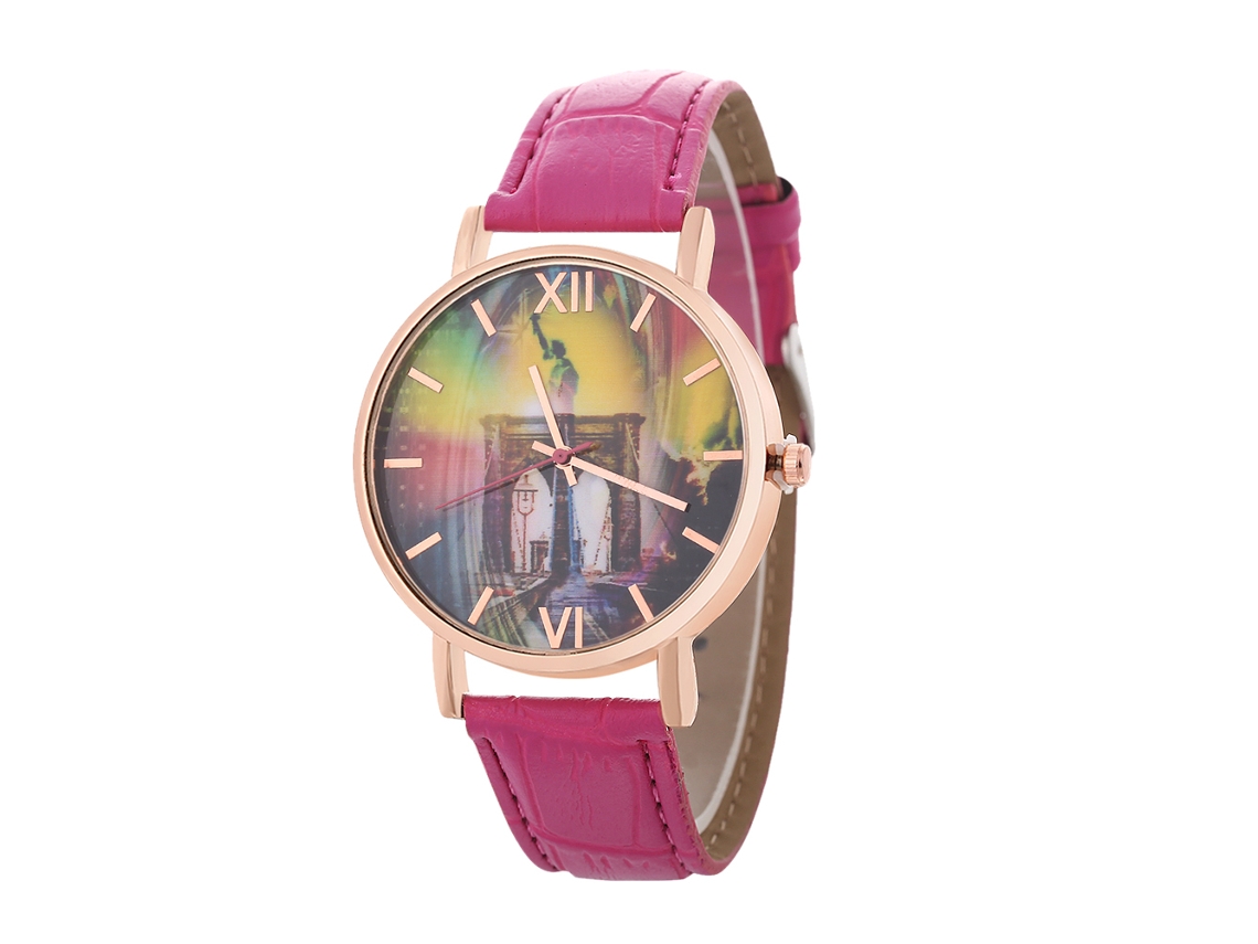 Relógio de Pulso Casal Unissex Elegante de Quartzo Rosa Vermelho Moda Presente