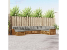 Vidaxl Conjunto De Sofás Para Exterior 8 Unid. Cinza Natural E Claro