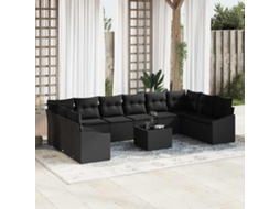 Vidaxl Conjunto De Sofás 11 Unid. Preto Vime Pe