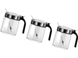 Conjunto Moderno De Dispensador De Condimentos Em Aço Inoxidável Com Colheres Em Miniatura, Potes Resistentes