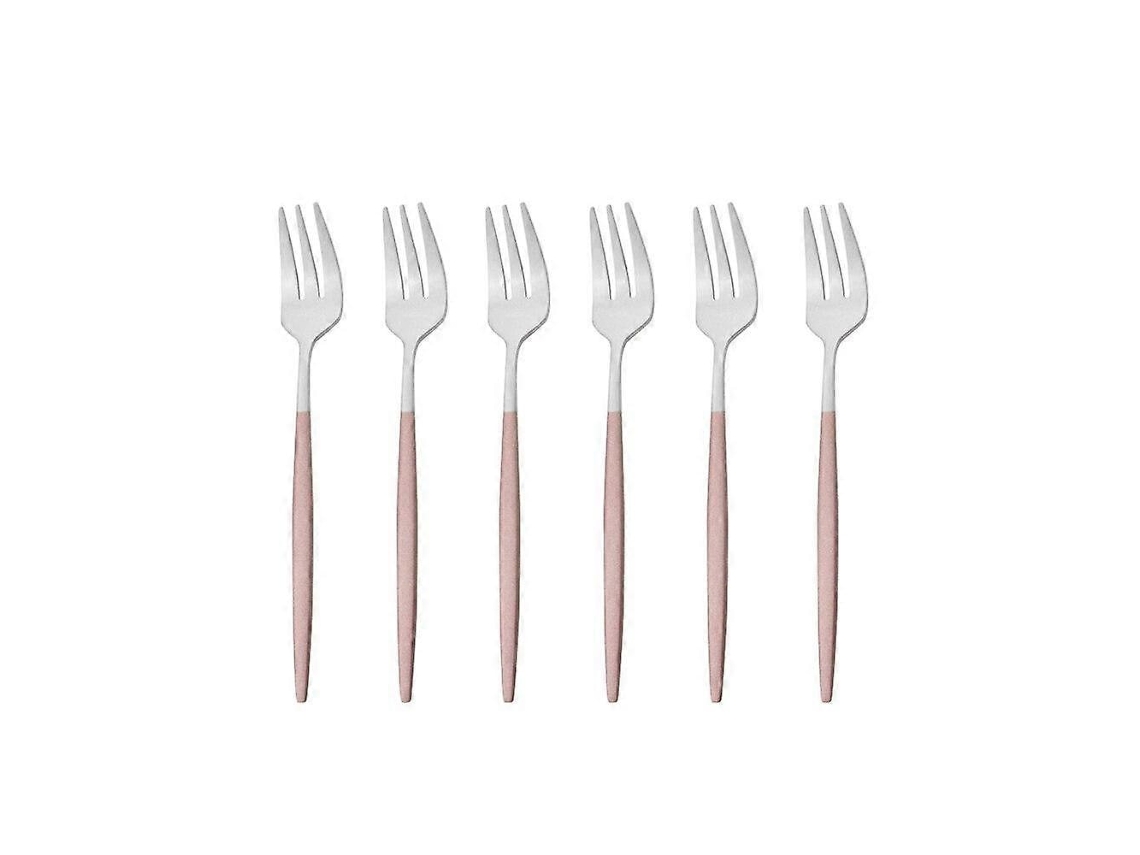 Conjunto De 6 Peças Grelha De Garfo Para Assar Aço Inoxidável Rosa Prata