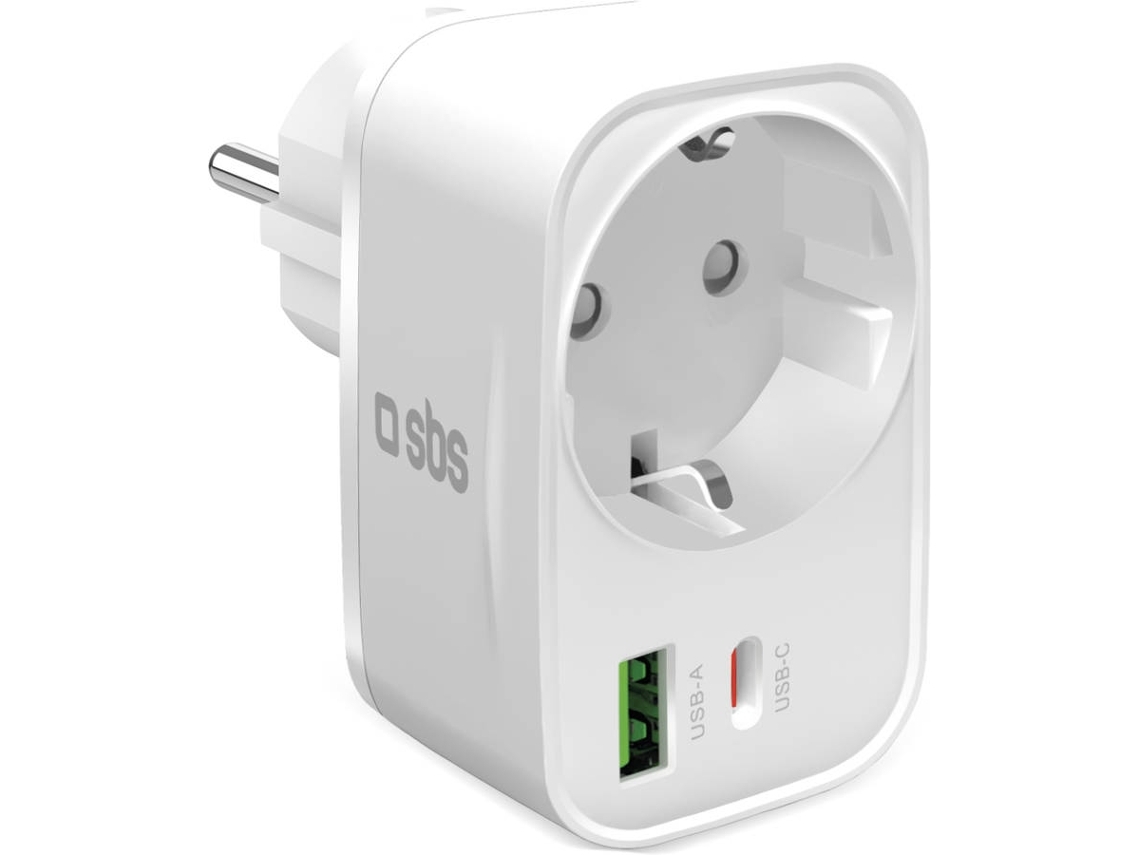 Carregador multiusos Schuko de parede com 1xUSB-A e 1xUSB-C/20W/pode carregar até 2 dispositivos em simultâneo (Outlet Caixa Aberta)
