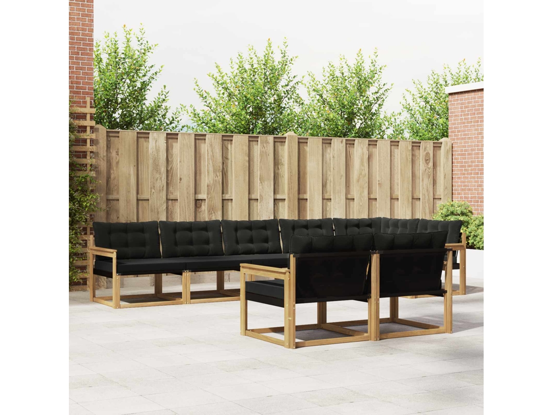 Vidaxl Conjunto De Sofás Para Exterior 8 Unid. Branco E Preto