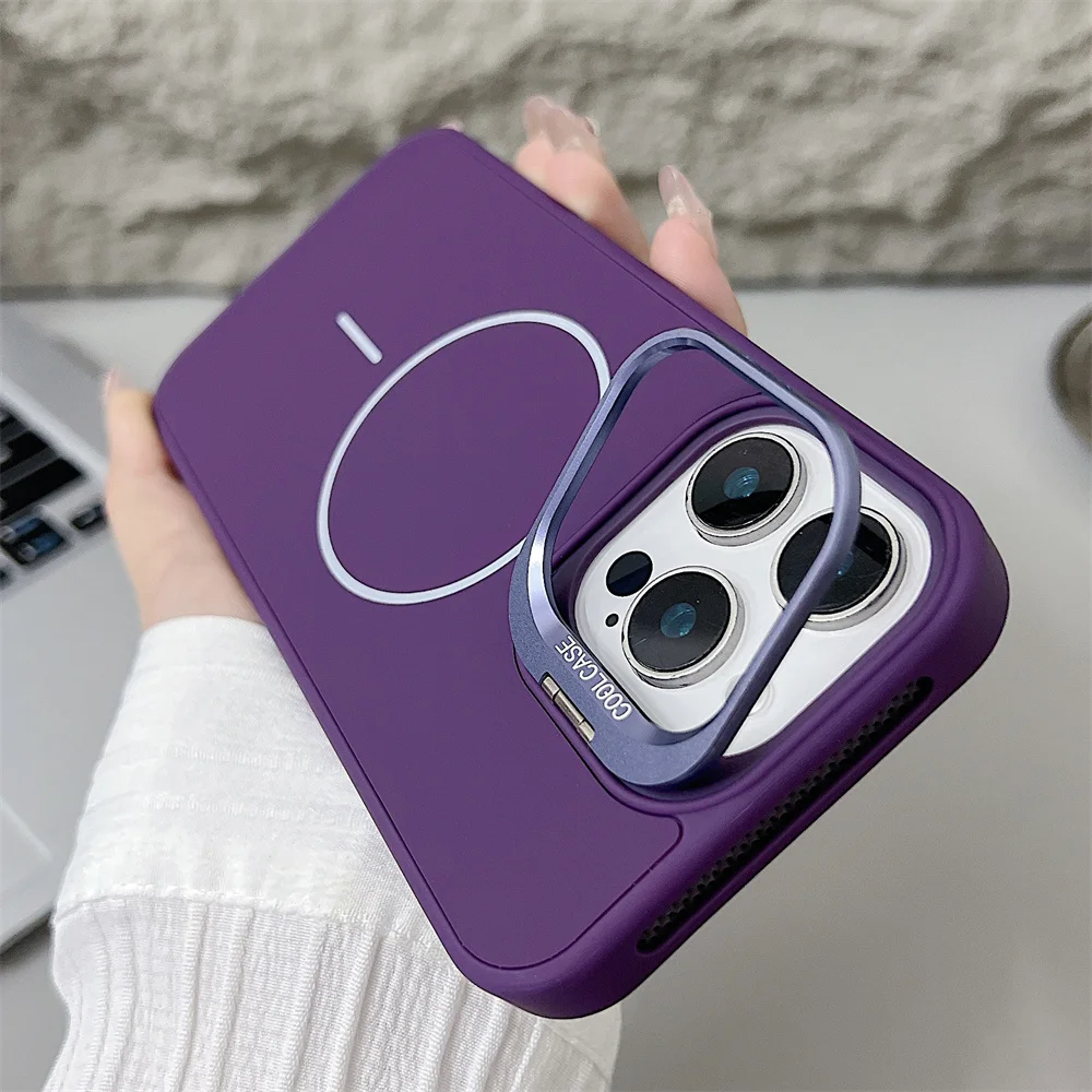 (iphone 13 Pro Max, Roxo) Capa Magnética À Prova De Choque Para Iphone, Capa Protetora De Silicone Líquido Com Suporte.