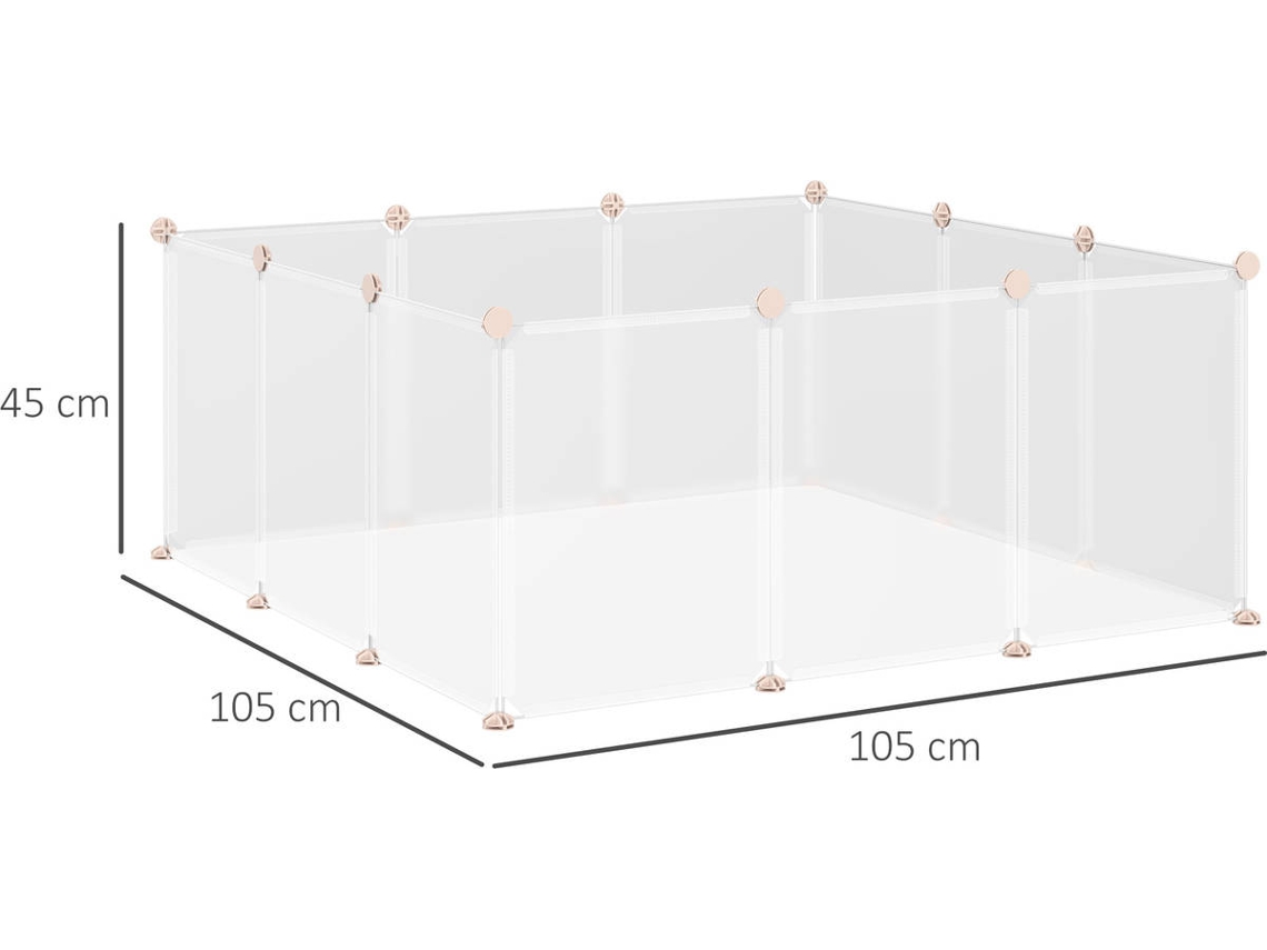 Gaiola para Coelhos PAWHUT D06-101 (Branco - 105 x 105 x 45 cm - Metal e Resina Pp)