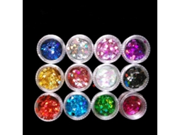 Forma 3D Laser Metal 12 Caixas Unha Glitter Lantejoulas Decorações Nail Art Beleza Cromática Holográfica Paillette Tips Coração ZMDECQNA