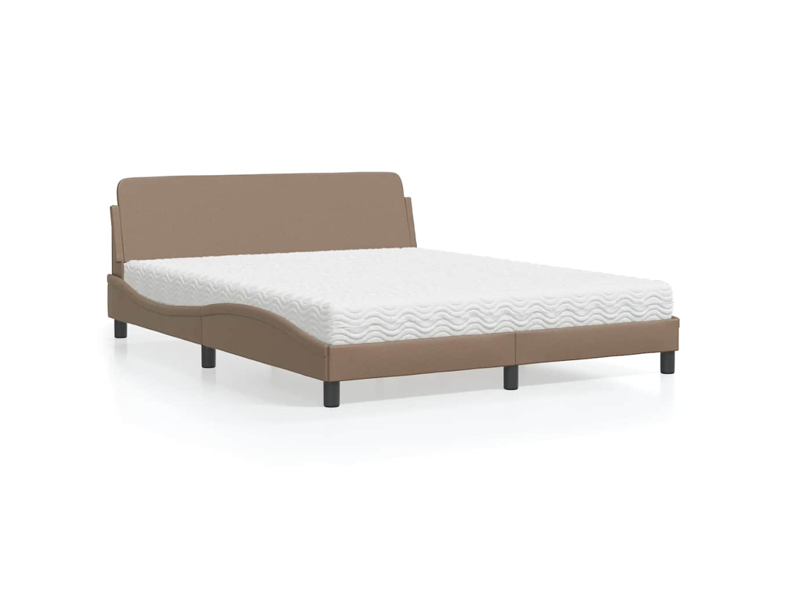 Vidaxl Cama Com Colchão Dover 160x200 Cm Couro Artificial Cappuccino