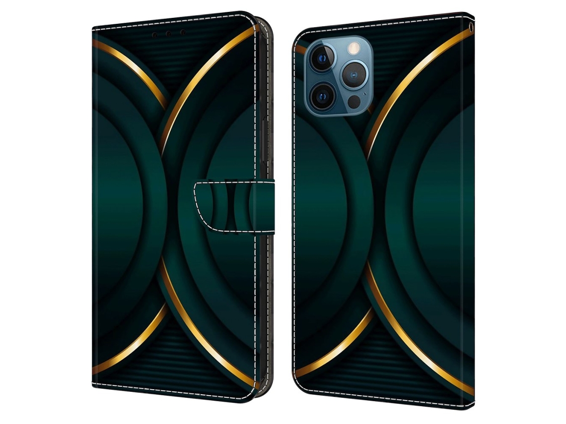 Capa Contorno Para Iphone 15 Pro Max Pele Sintética Dourado