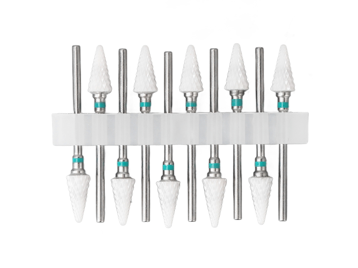 Rebe - Conjunto de 10 Brocas de Cerâmica Profissionais para Unhas, Ideais para Salão de Beleza, Uso Doméstico, Iniciantes e Ecológicas